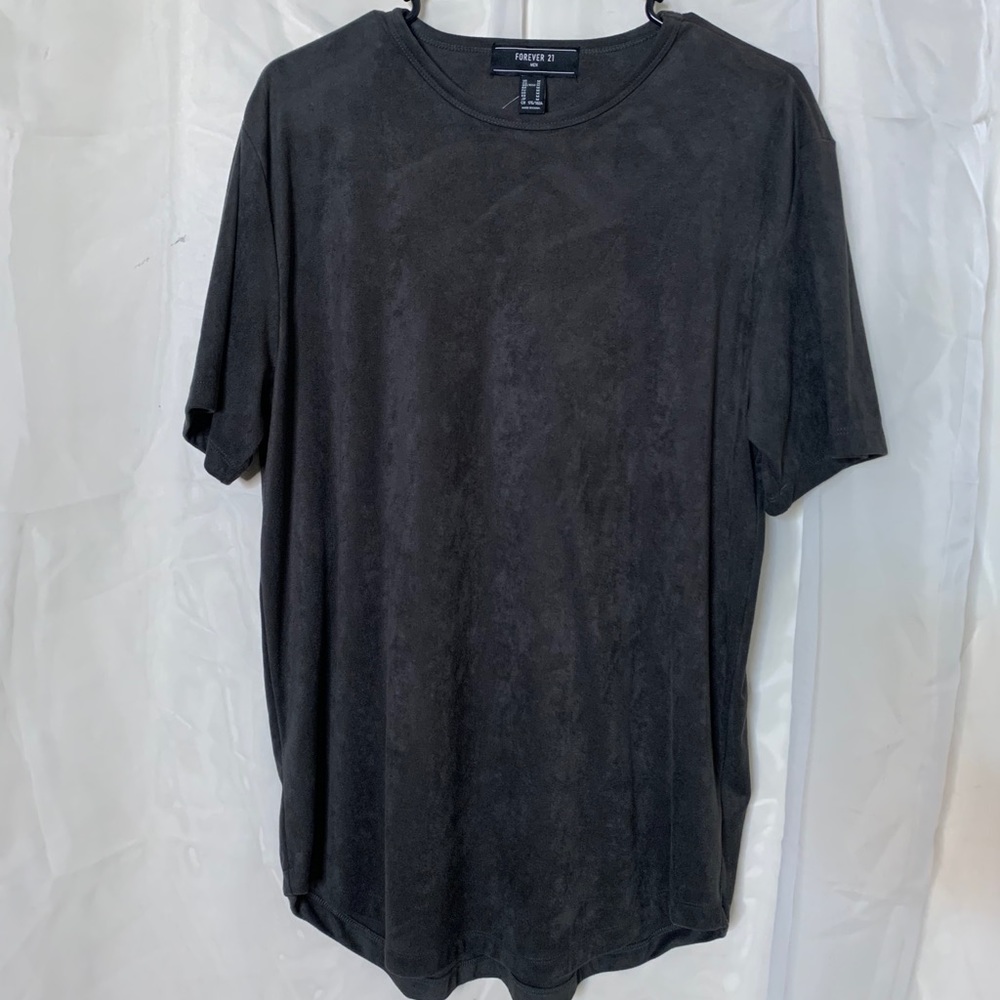 Olive green suede scoop shirt